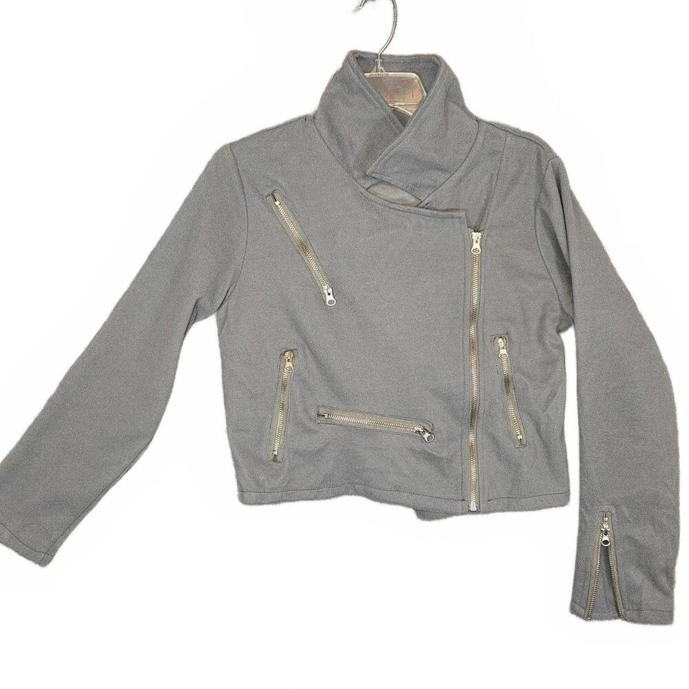 Women's grey asymmetrical crop jacket. Size M.